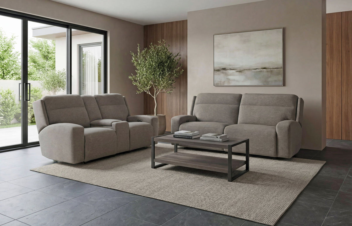 Caleb - Power Headrest Power Reclining Console Loveseat With Zero Gravity - Raisin
