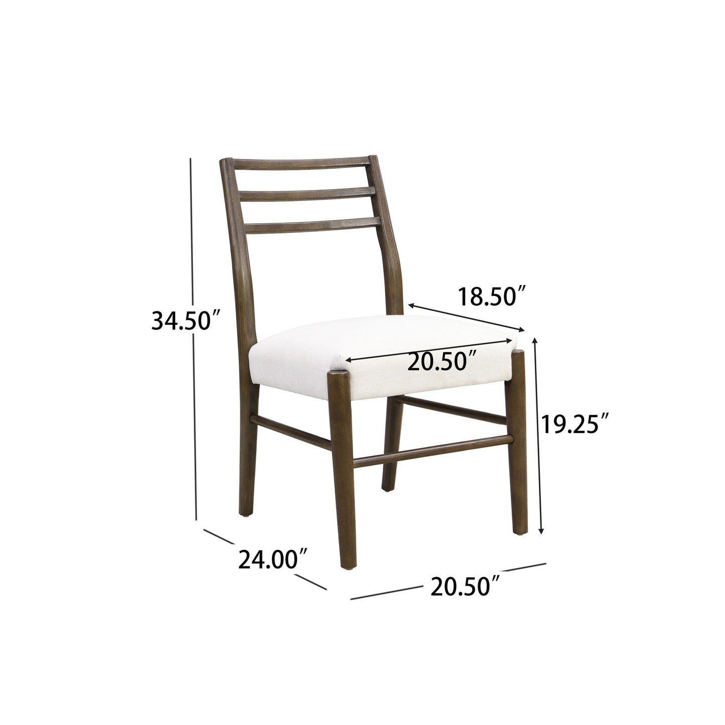 Farmhouse Style Dining Chair Set With Ladder Back Design - Beige