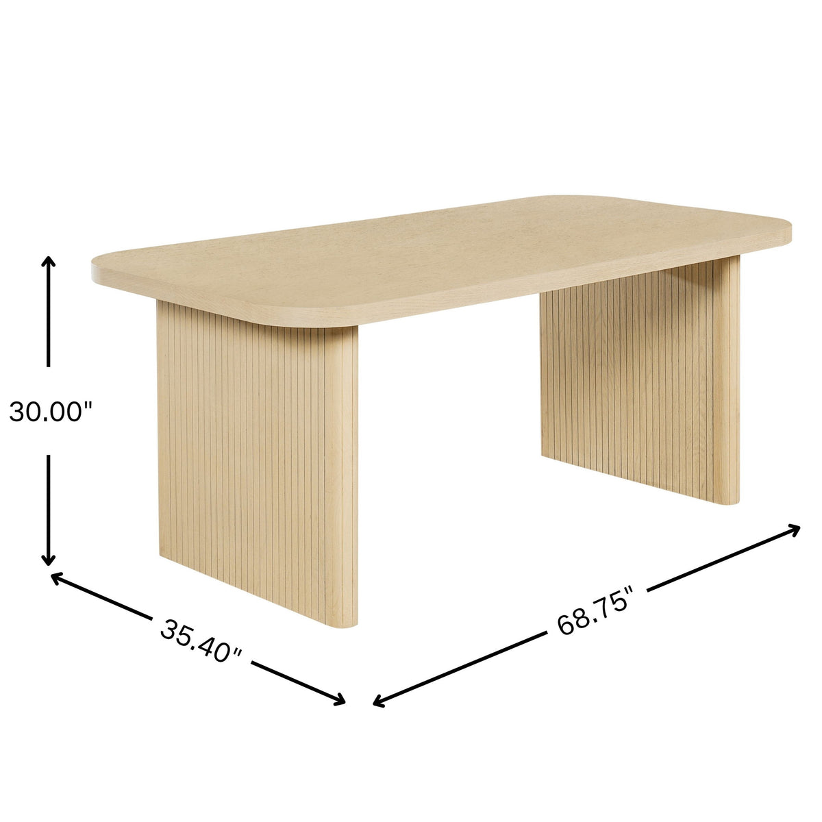 5 Piece Indoor Dining Set With Fluted Table & Chairs - Khaki / Light Oak / Natural