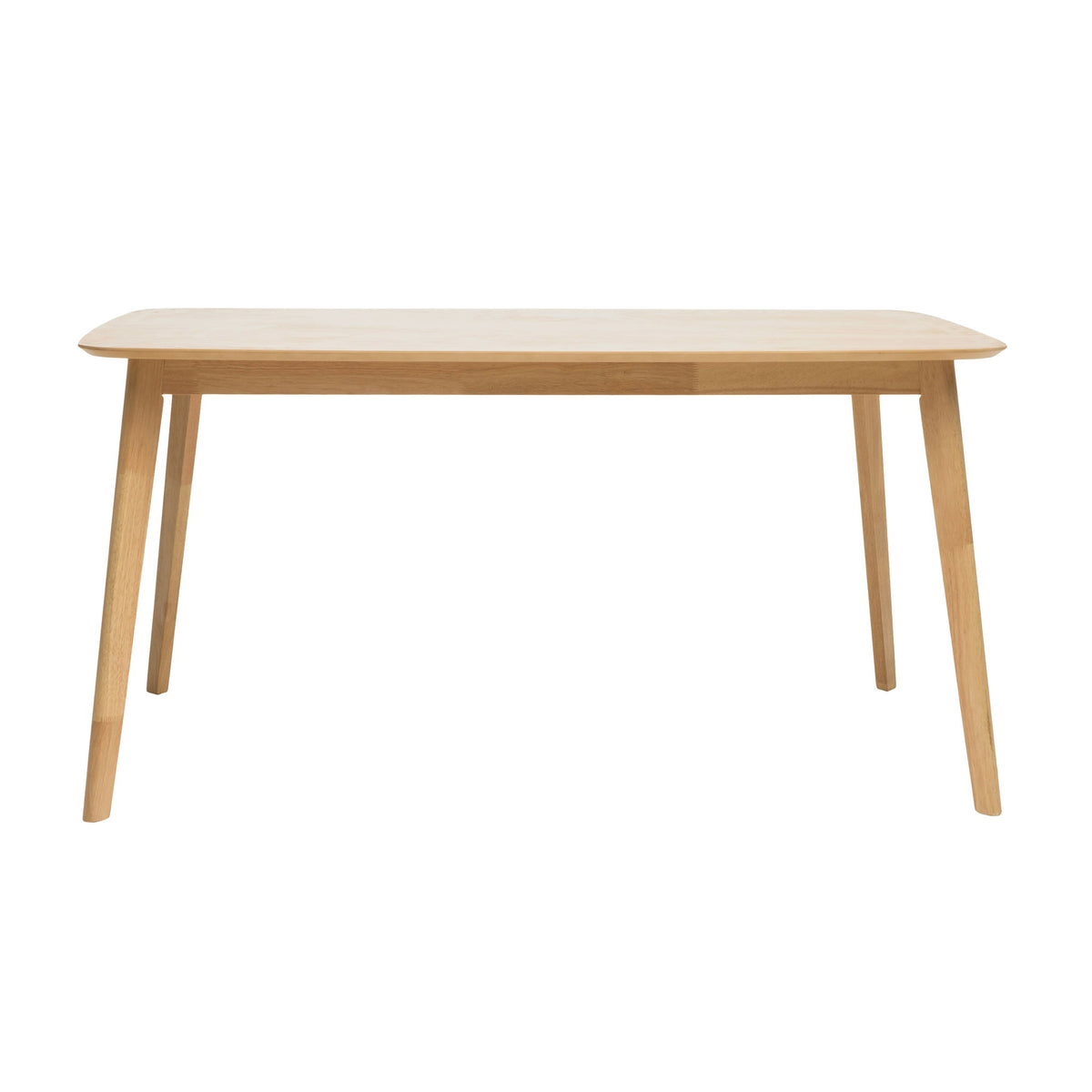 Retro Mid Century Dining Table With Faux Wood Top Solid Wood Legs - Natural