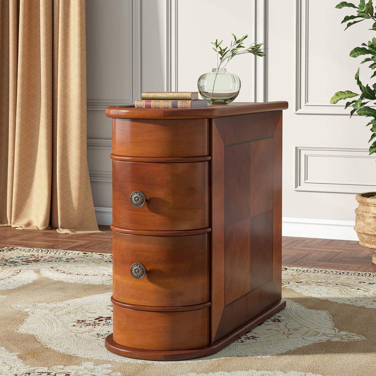 Narrow 2 Drawer End Table