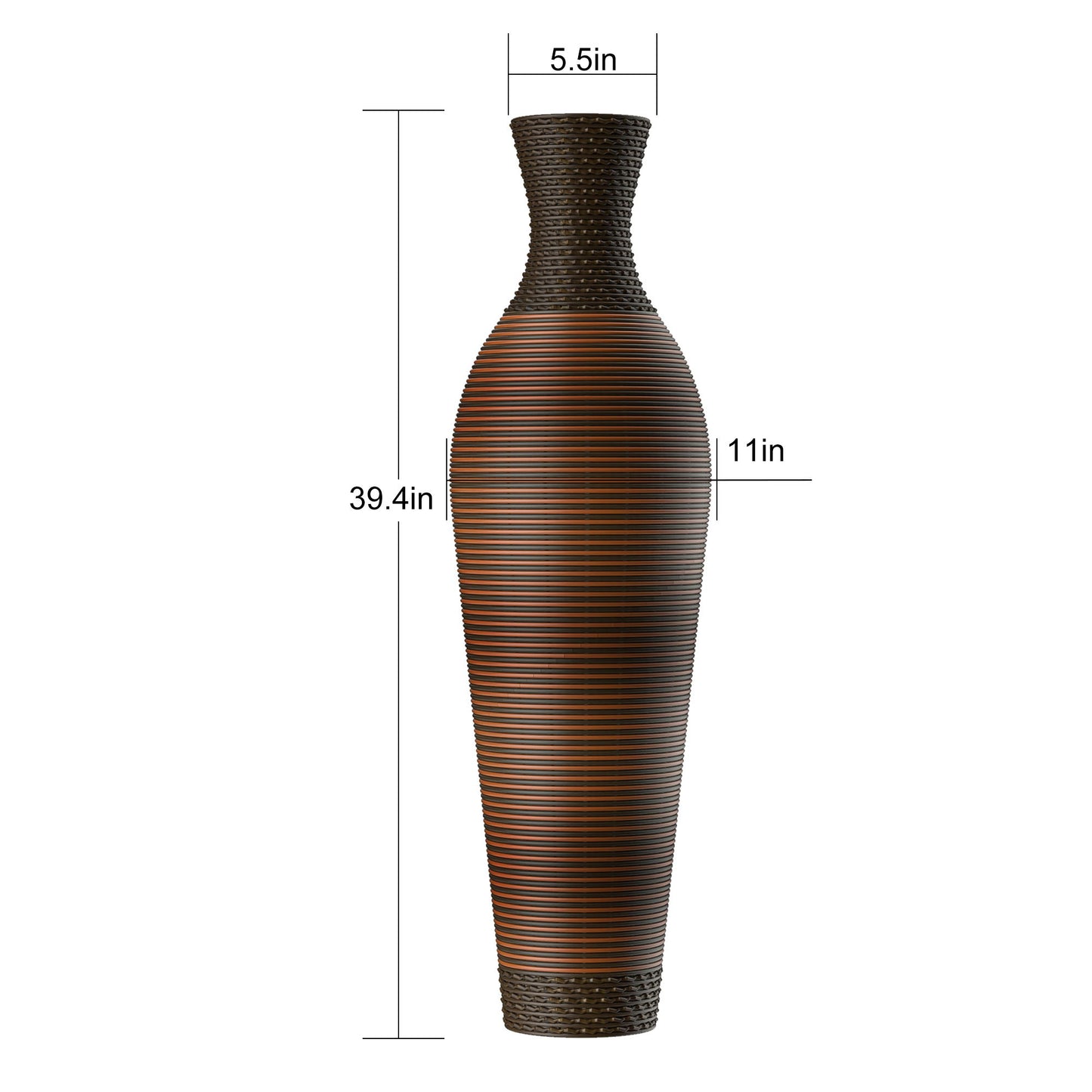 Tall Standing Designer Floor Vases With Elegant 2 Tone Finishes Ideal For Decorating Living Rooms, Bedrooms, Entryways Perfect For Decorating Your Home - Black / Gray