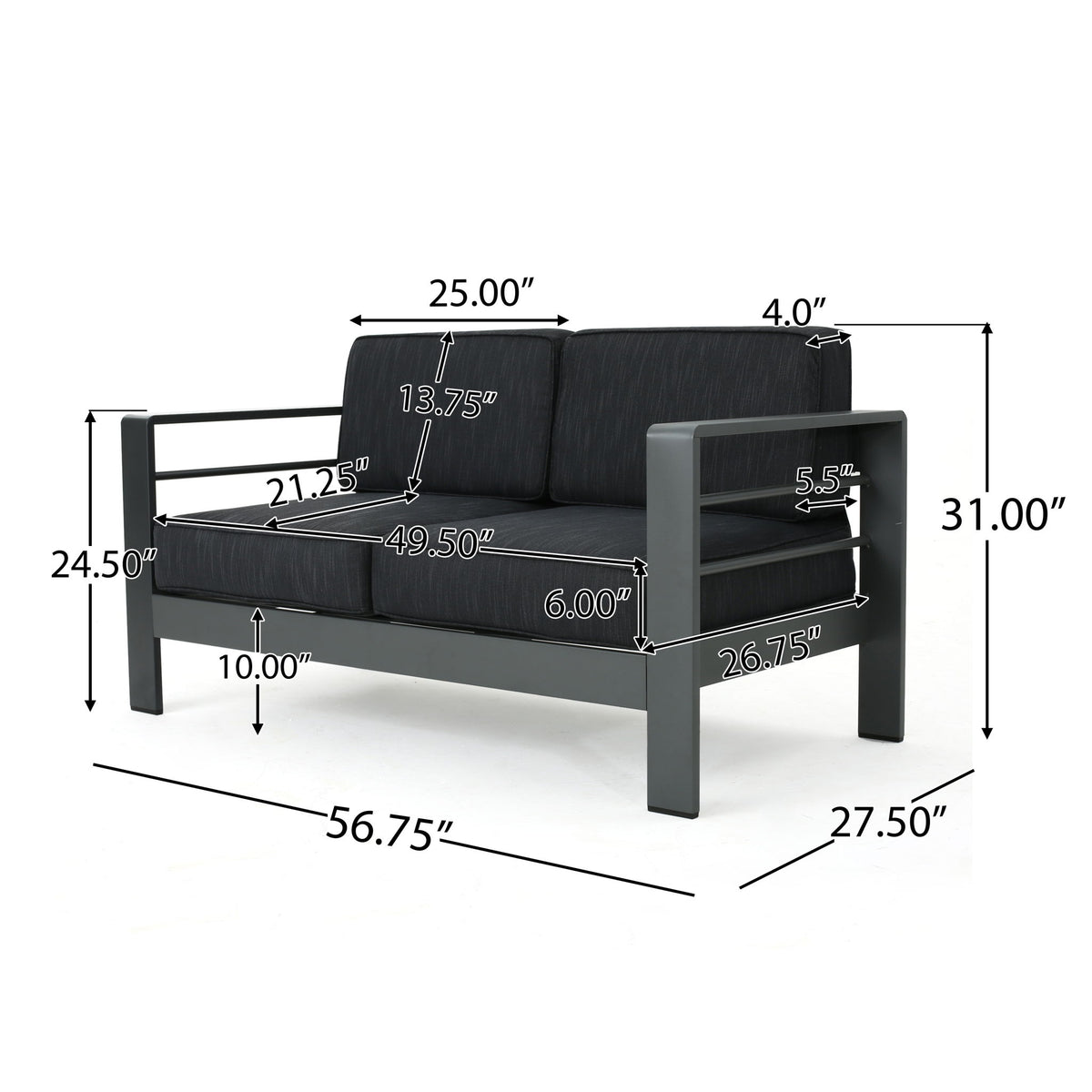 Cape Coral - Loveseat - Dark Gray