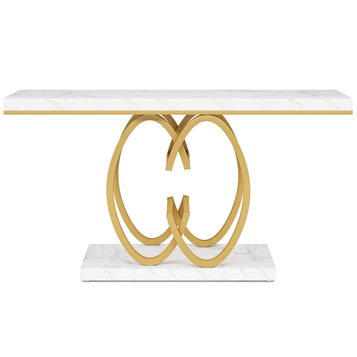 Console Table, Geometric Entryway Table For Living Hallway - White / Gold