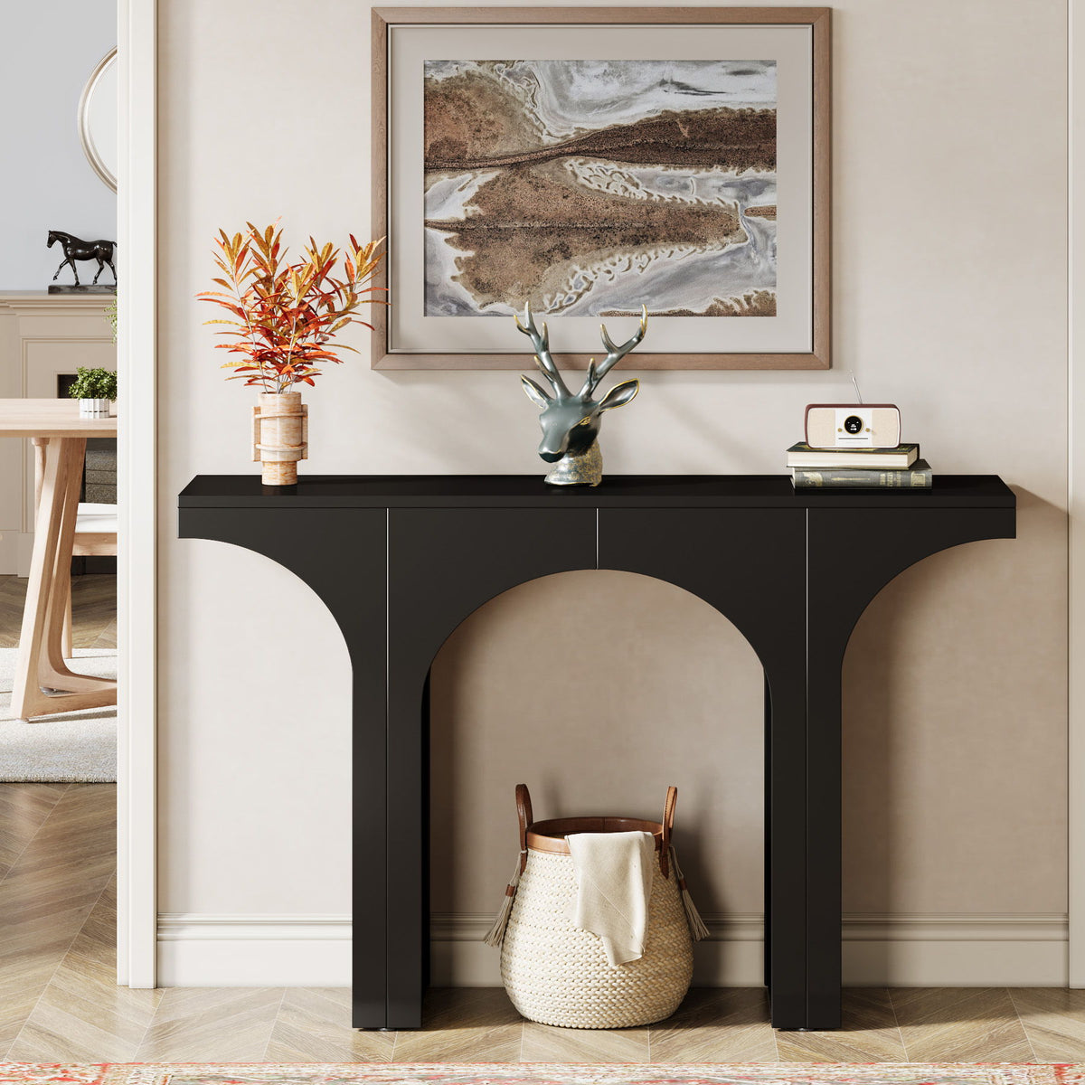 Console Table With Arched Base For Entryway - Black
