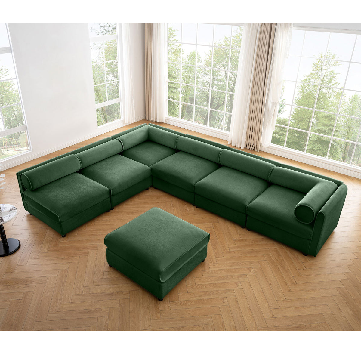 Modern (Set of 6) Modular Sectional Sofa With Storage Soft Cylindrical Design For Living Room - Green