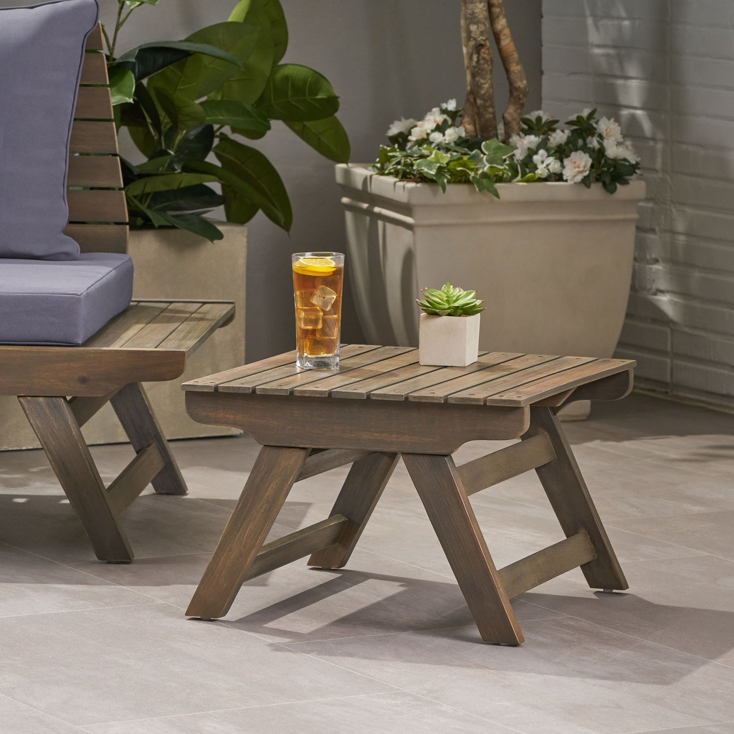 Sedona - Outdoor Side Table With Open Slat Design - Gray
