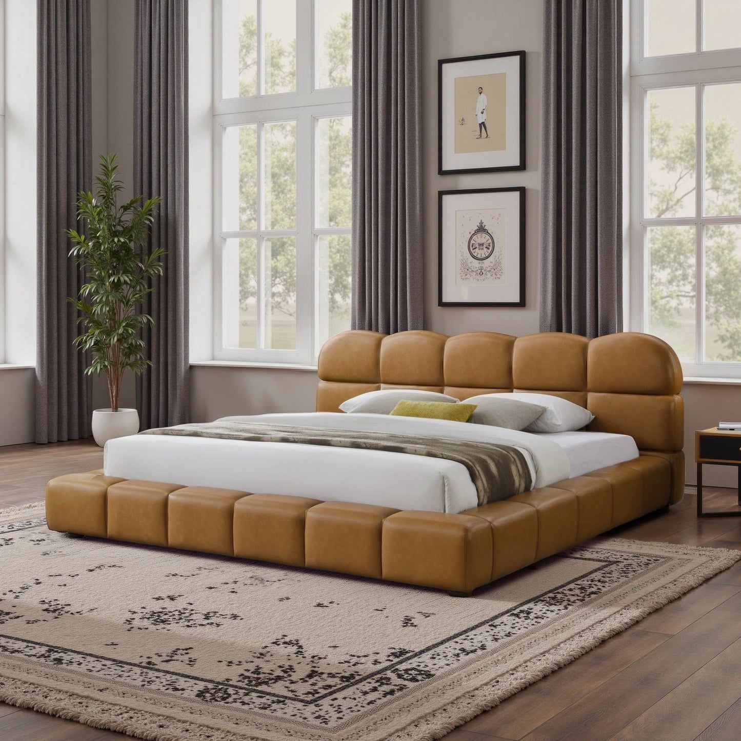 Roswell - Queen Size Platform Bed - Tan