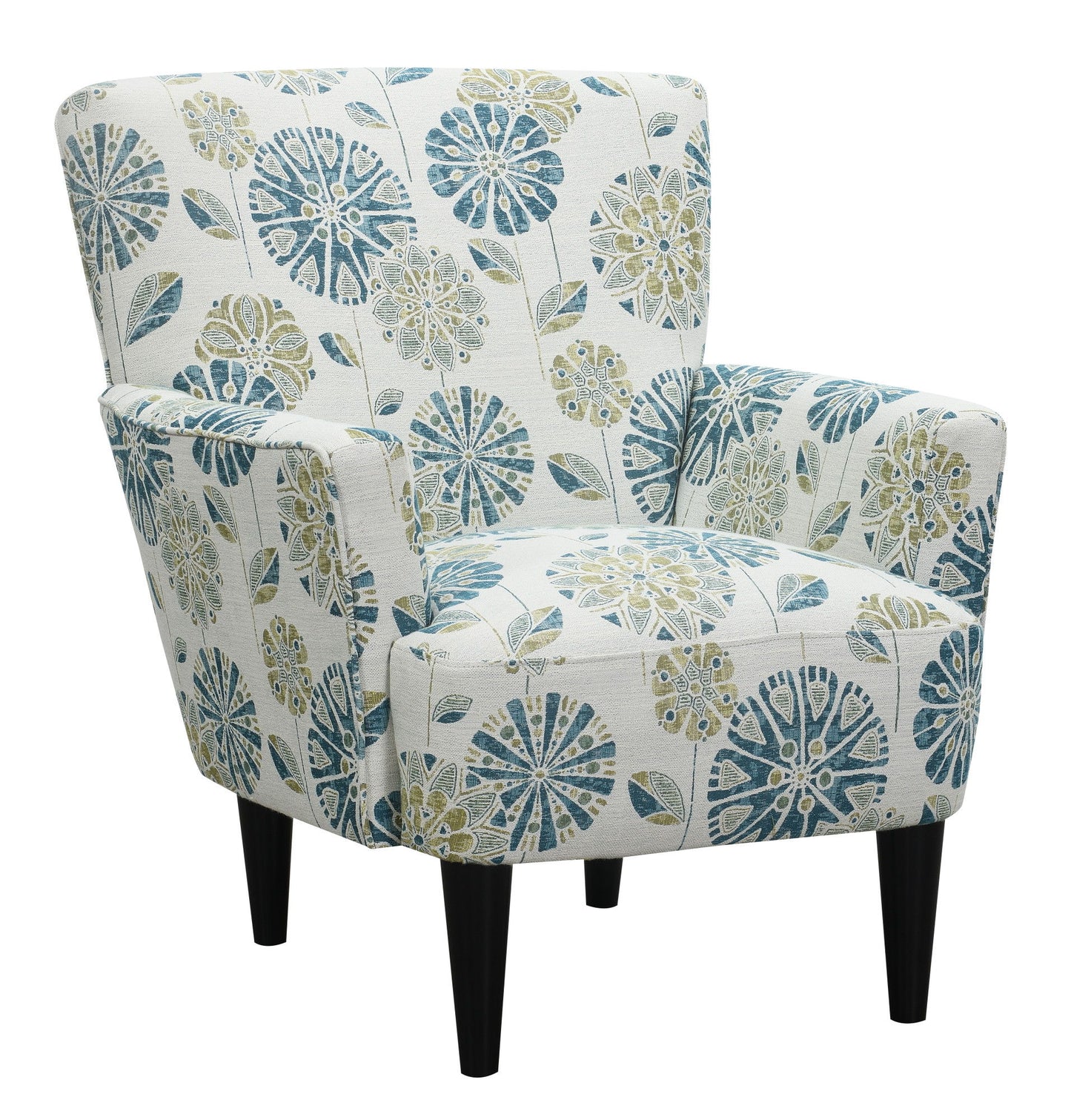 Floral Accent Chair - Blue - Wood