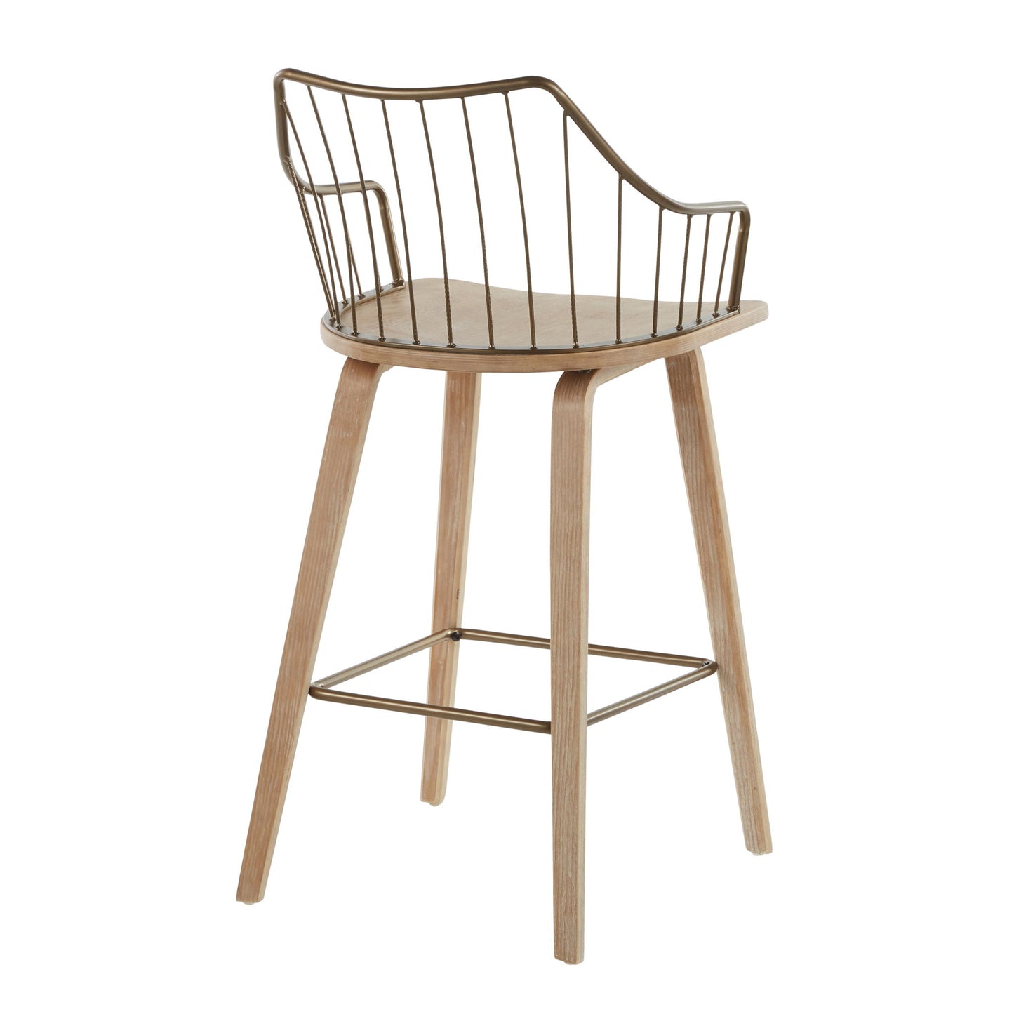 Winston - Farmhouse Counter Stool - White Washed / Antique Copper