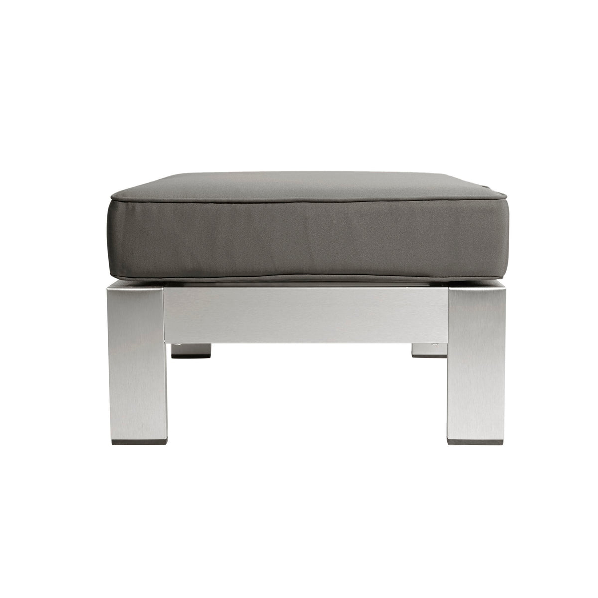 Outdoor Aluminum Ottoman With Cushion - Khaki