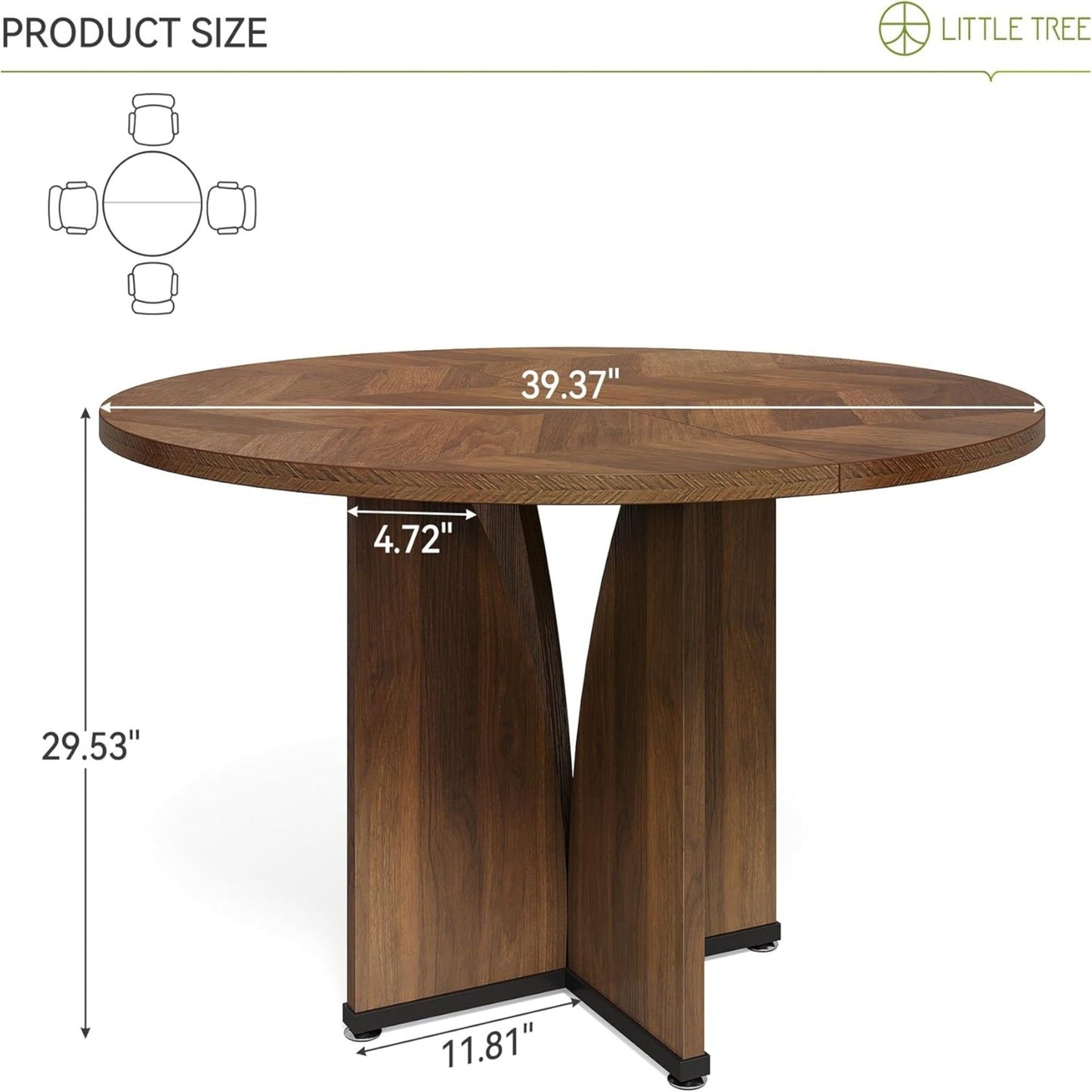 Round Conference Table With X Base - Dark Brown
