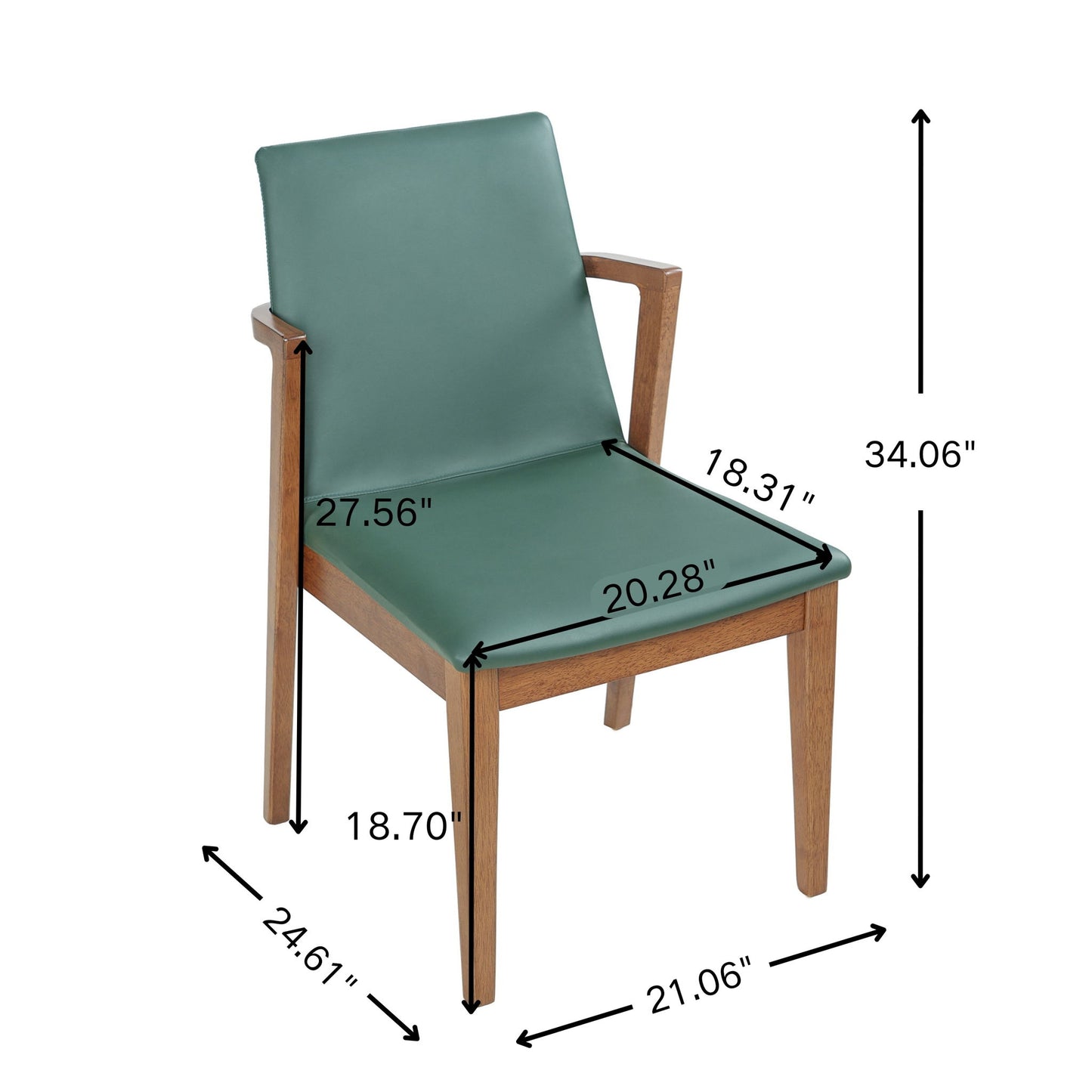 Dining Chairs (Set of 2) - Green / Walnut