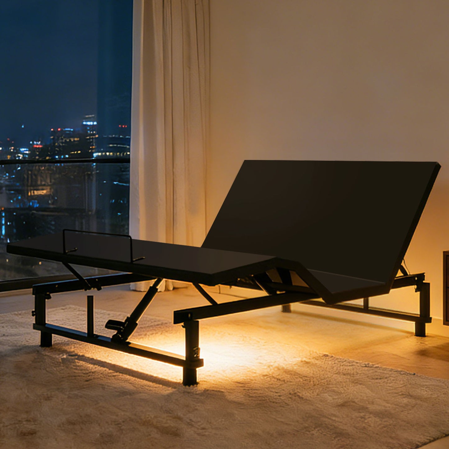 Adjustable Bed Base Frame With Wireless Remote, 4 USB Ports, Under Bed Nightlights, Zero Gravity