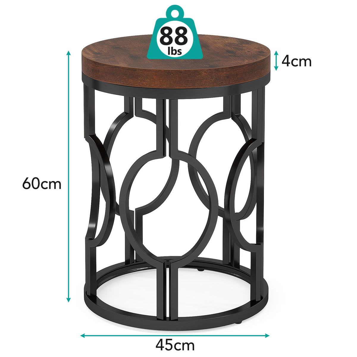 Round End Table Nightstand For Living - Brown / Black