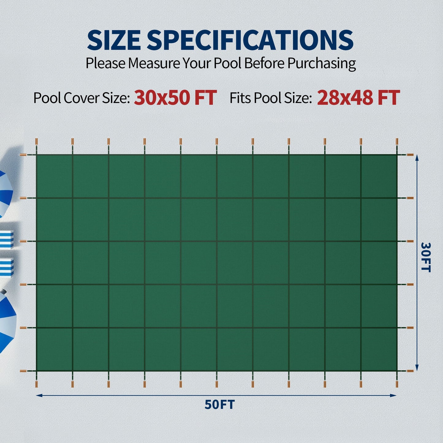 Swimming Pool Safety Cover For Rectangular Pools - Green