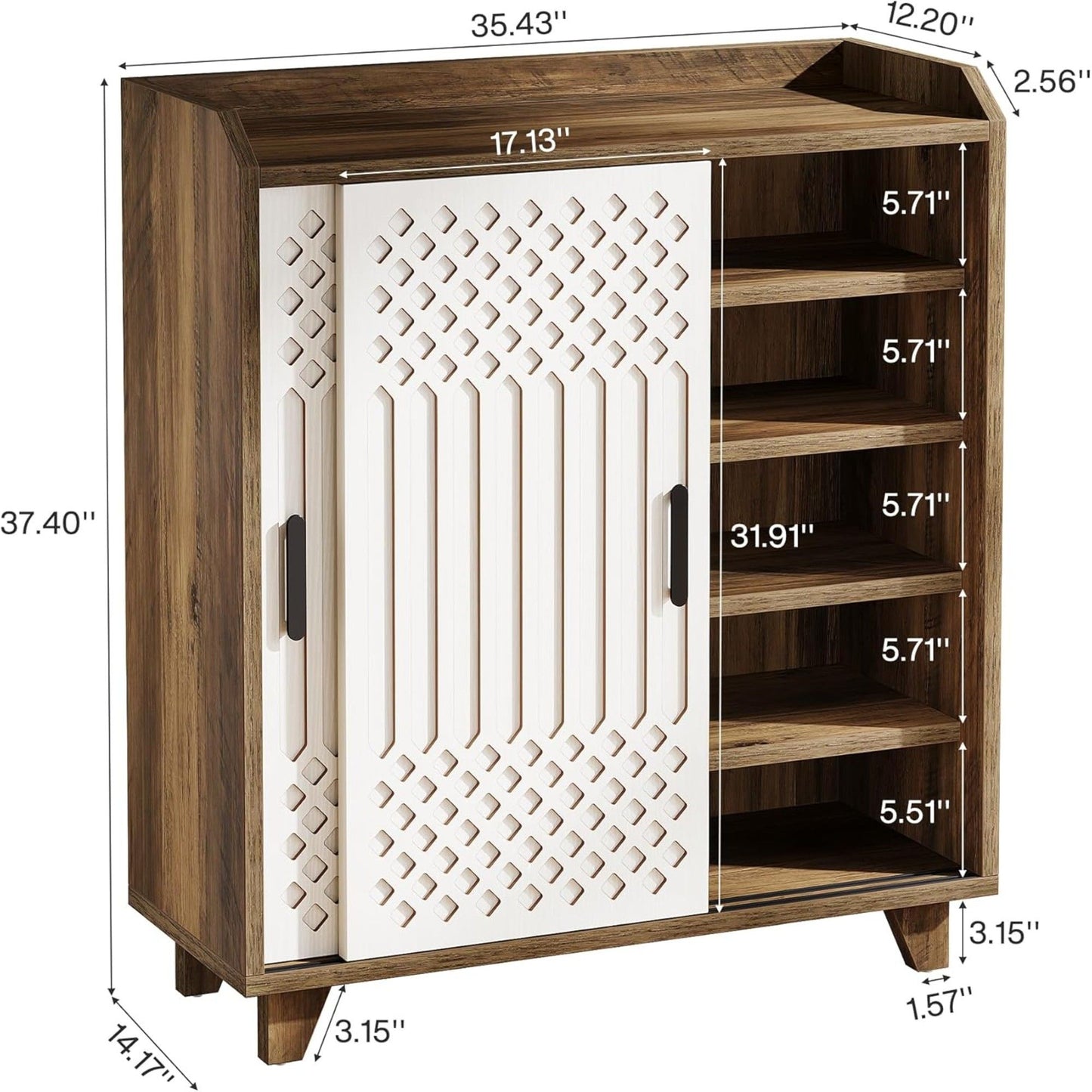 Sliding Door Sideboard Buffet Cabinet With Storage For Dining Room - Brown / White