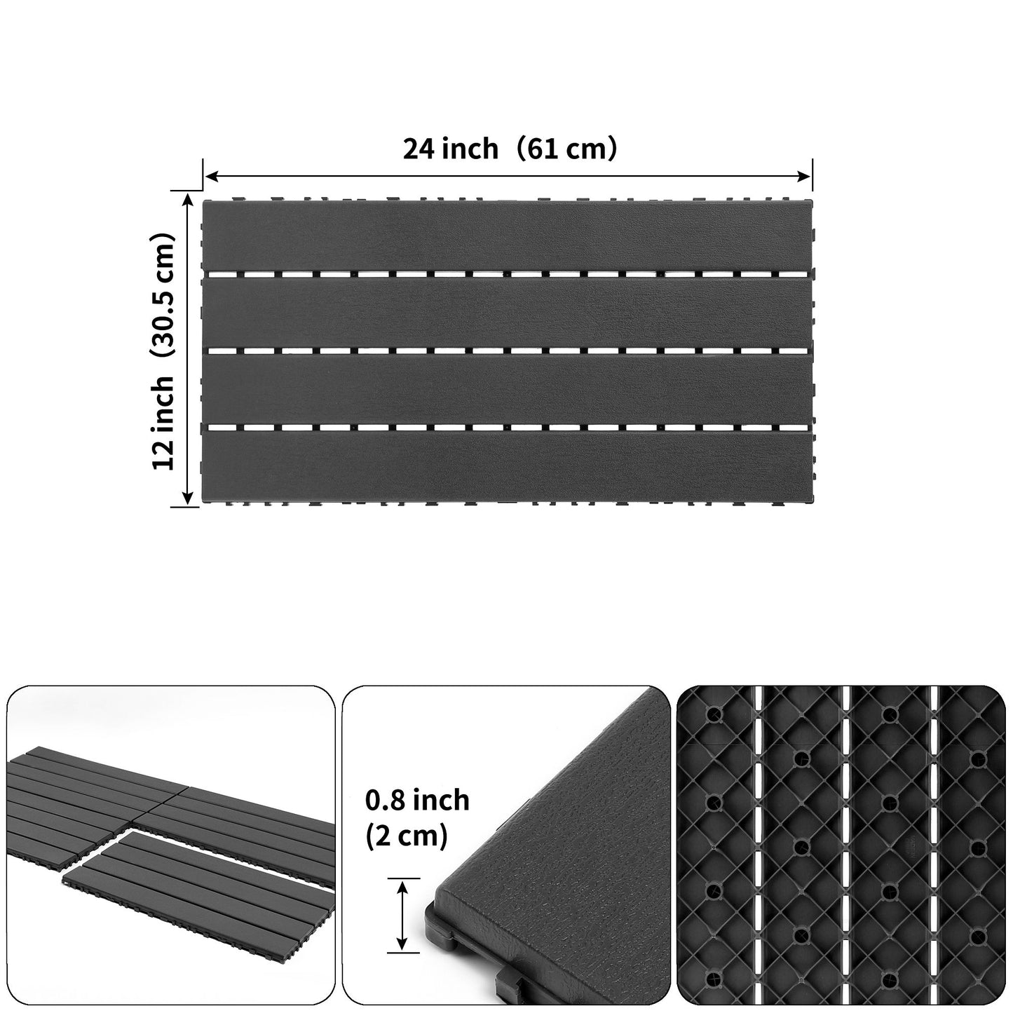 22 Piece Interlocking Outdoor Deck Tiles