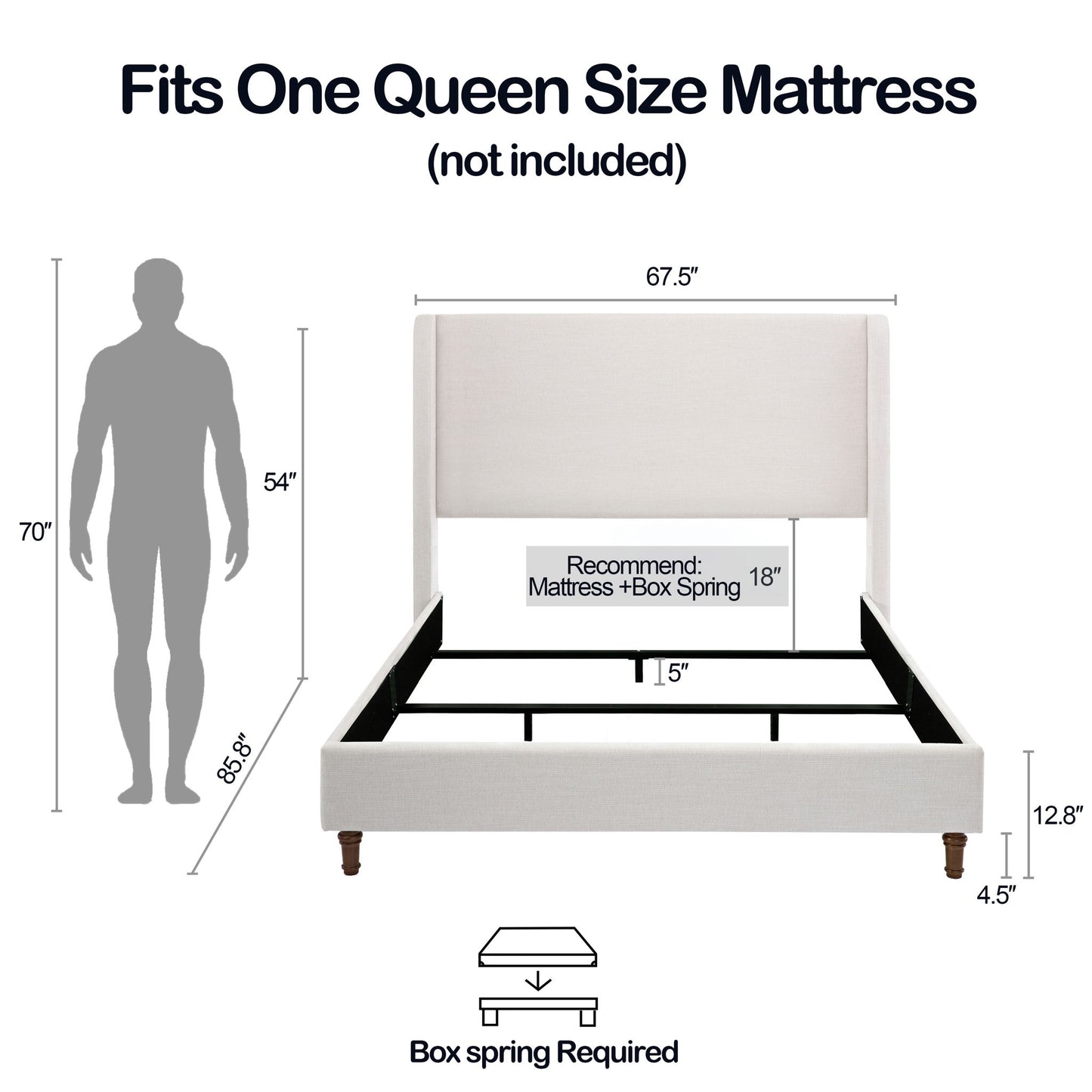 Hayden - Upholstered Wingback Bed With Tall Headboard
