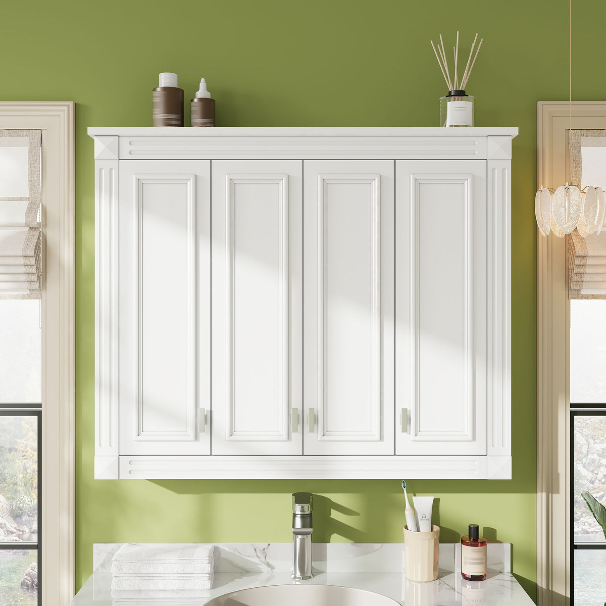Wall Mounted Medicine Cabinet With Adjustable Shelf - White