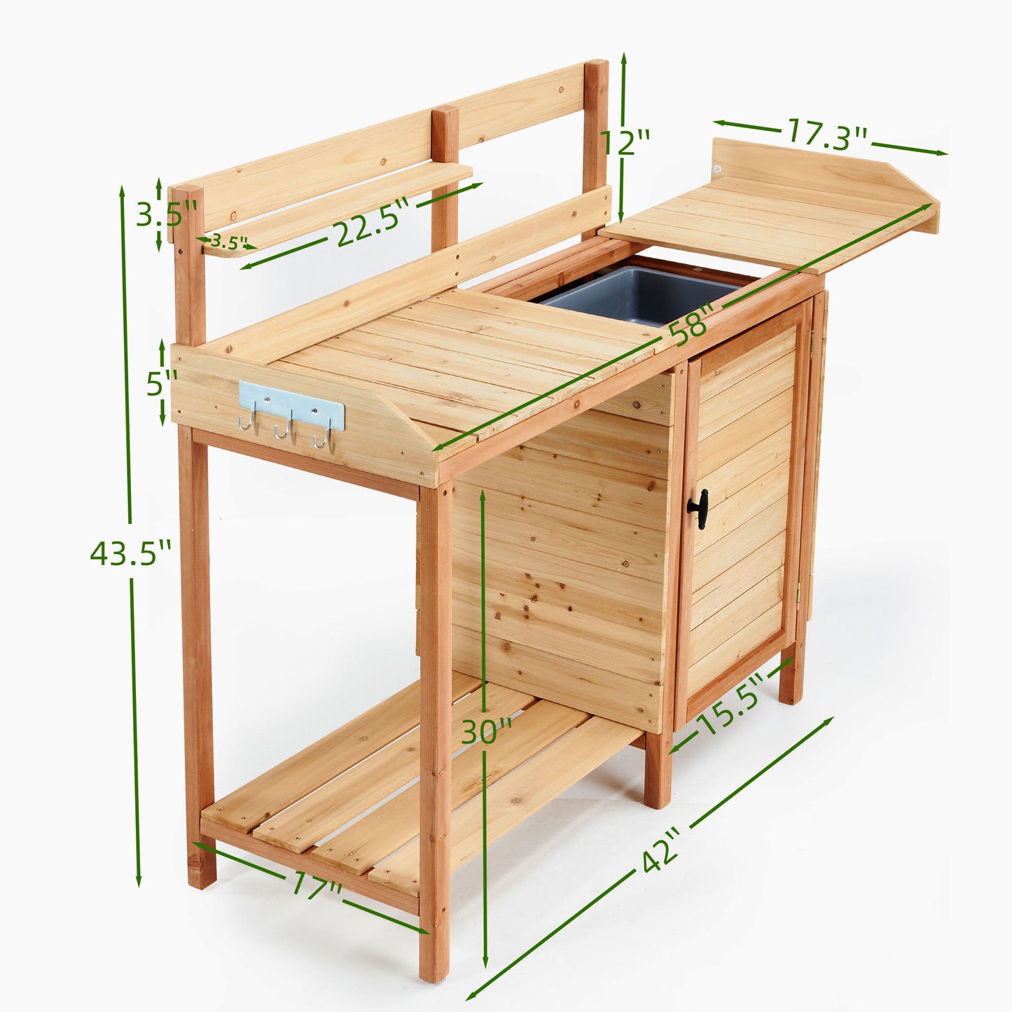 Outdoor Potting Bench Table With Sink, Garden Workstation