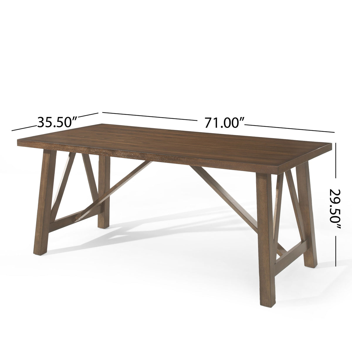 Farmhouse Style Dining Table With Wood Like Top - Antique Brown