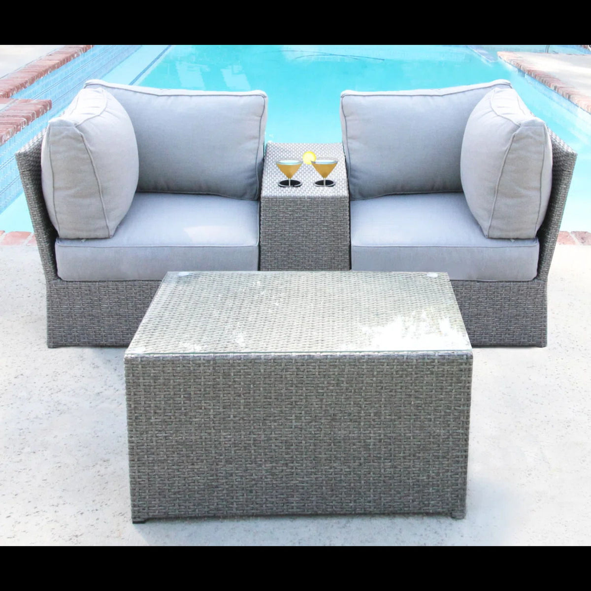 2 Person Sectional Seating Group With Cushions - Gray Mix