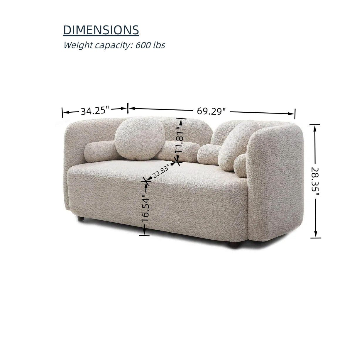 2 Seater Sofa Couch For Living Room - Light Beige