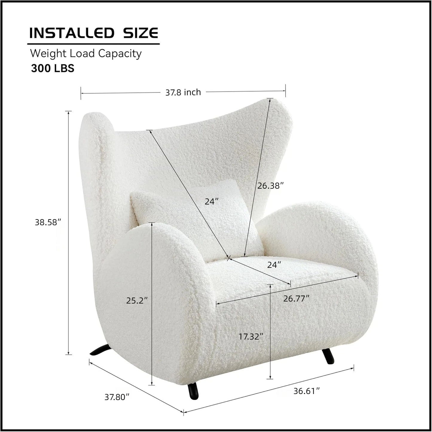 Wingback Armchair & Ottoman Combo For Living Room - White
