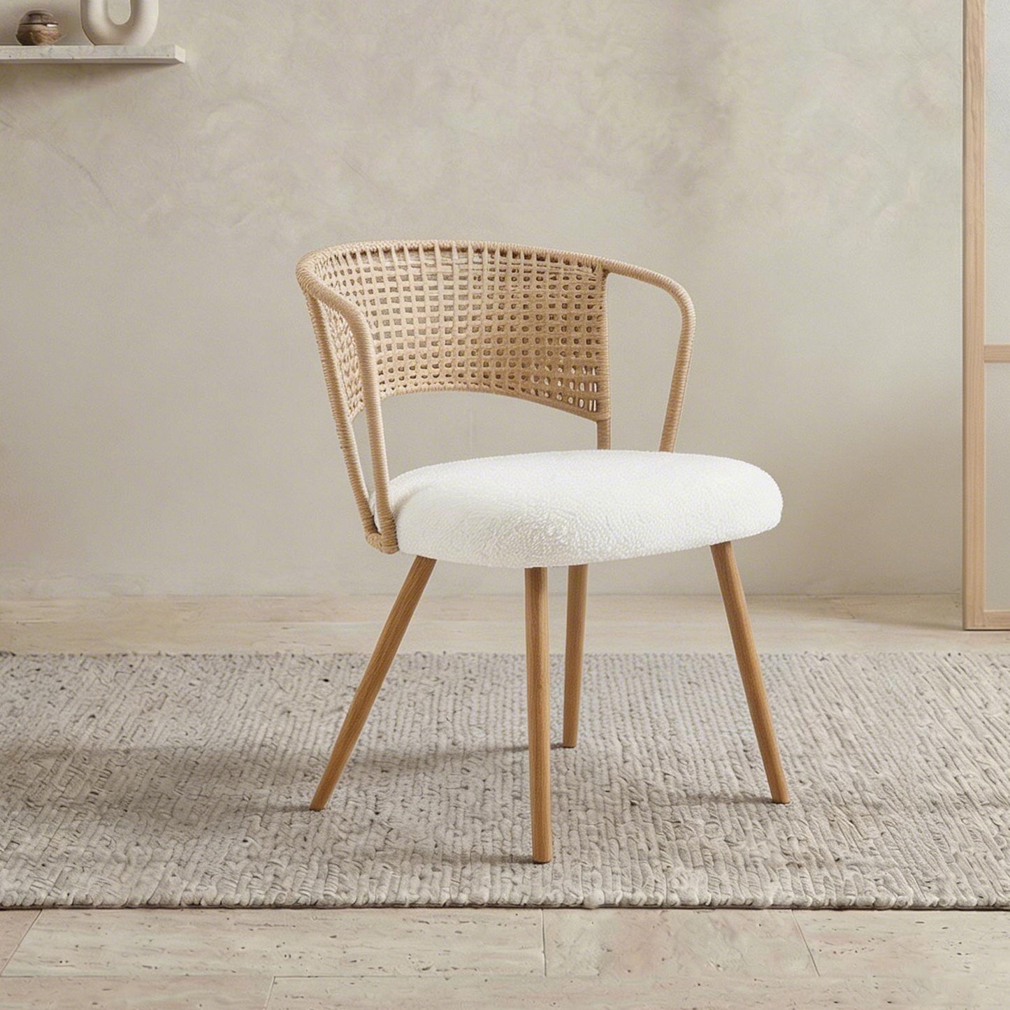 Dining Chairs With Wing Back Design For Kitchen (Set of 2) - Beige / Brown