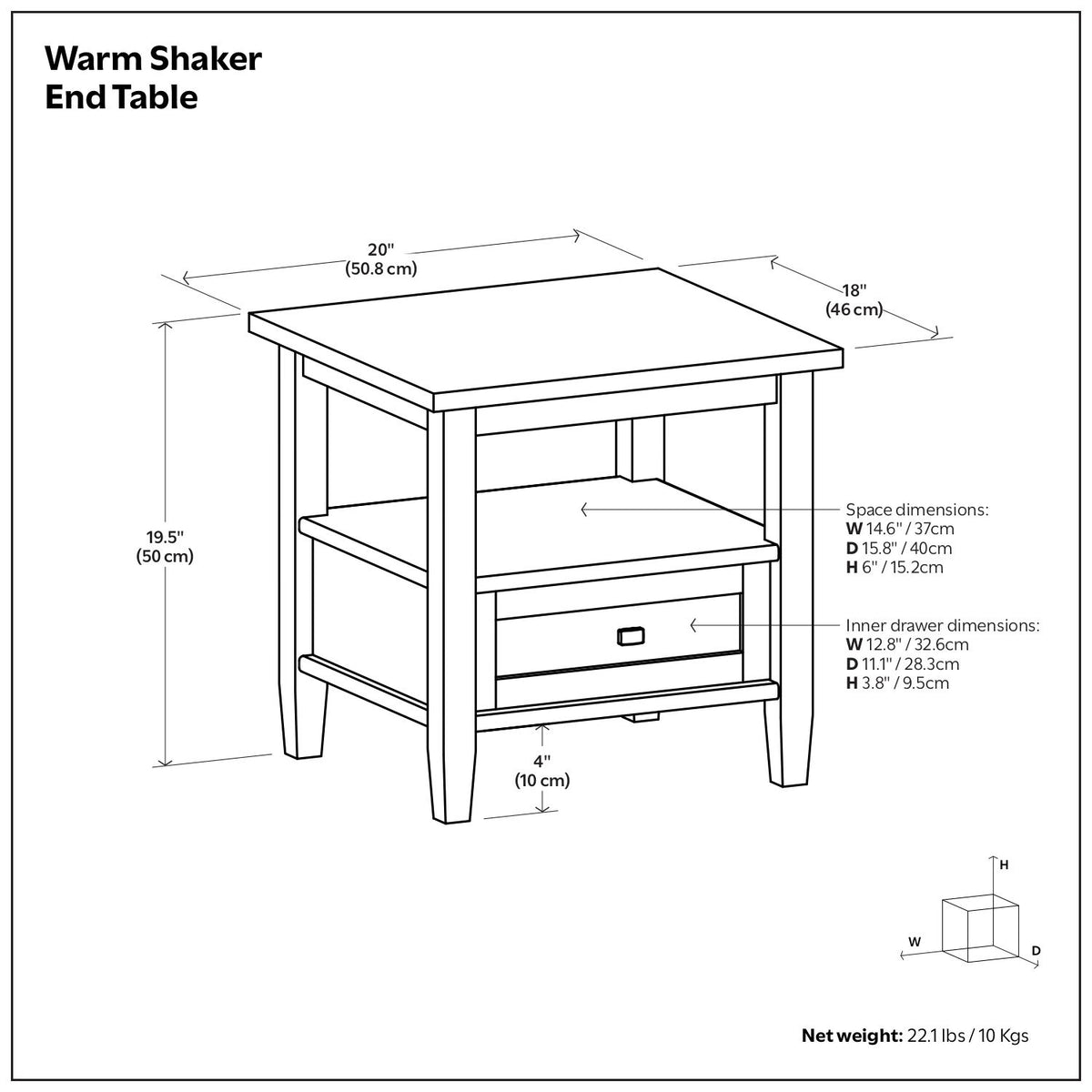Warm Shaker - End Table - Light Brown