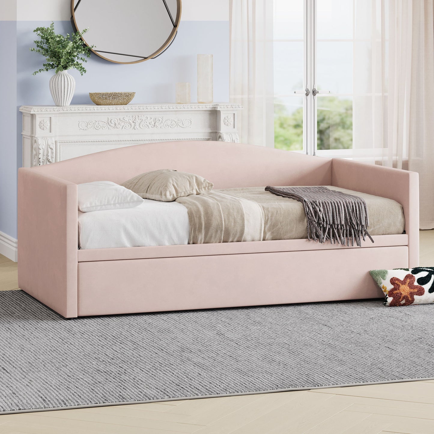 Daybed With Pop Up Trundle, Upholstered Sofa Bed