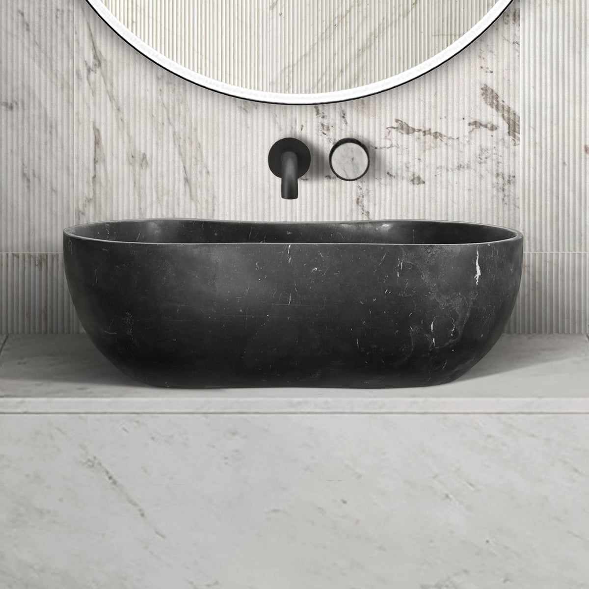 Vessel Sink, Wavy Shape Basin, Vanity Bowl - Dark Gray