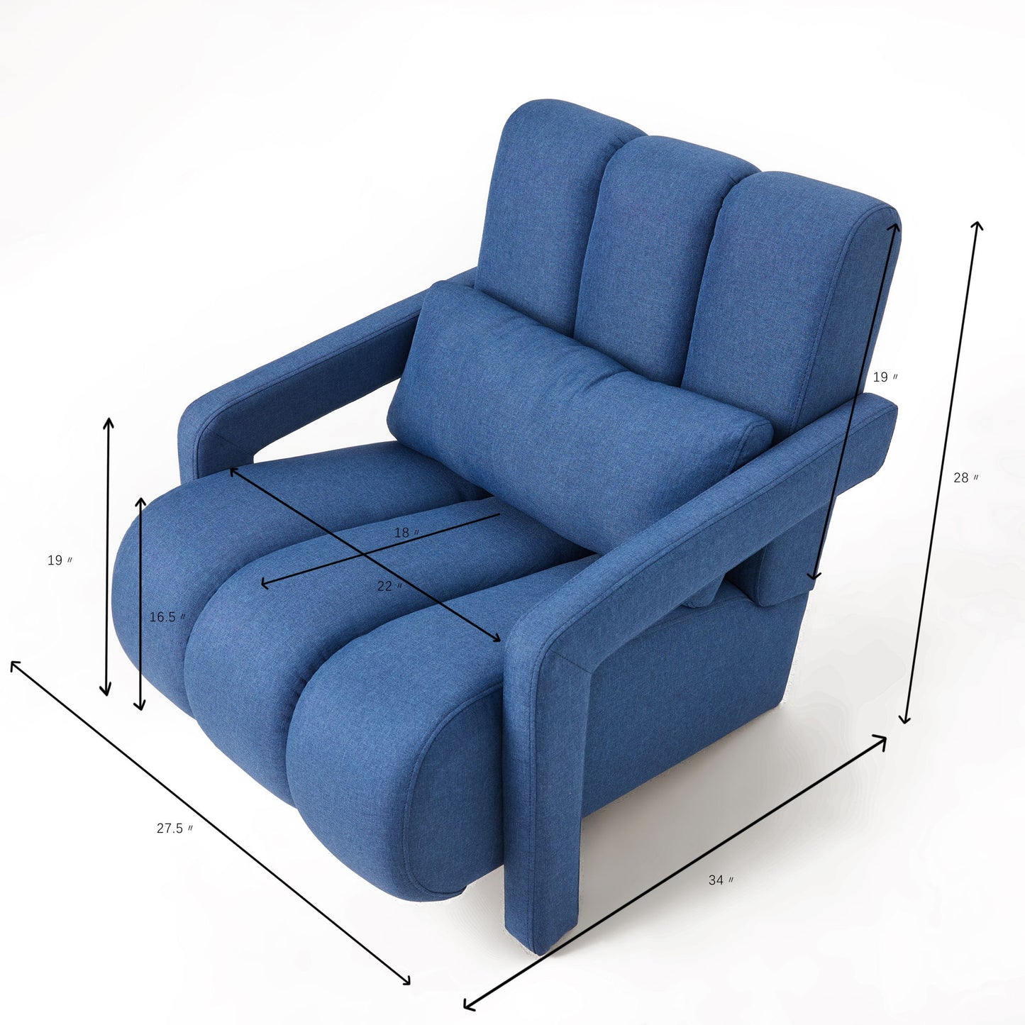 Upholstered Accent Chair With Pillow, Designed For Living Room - Navy Blue
