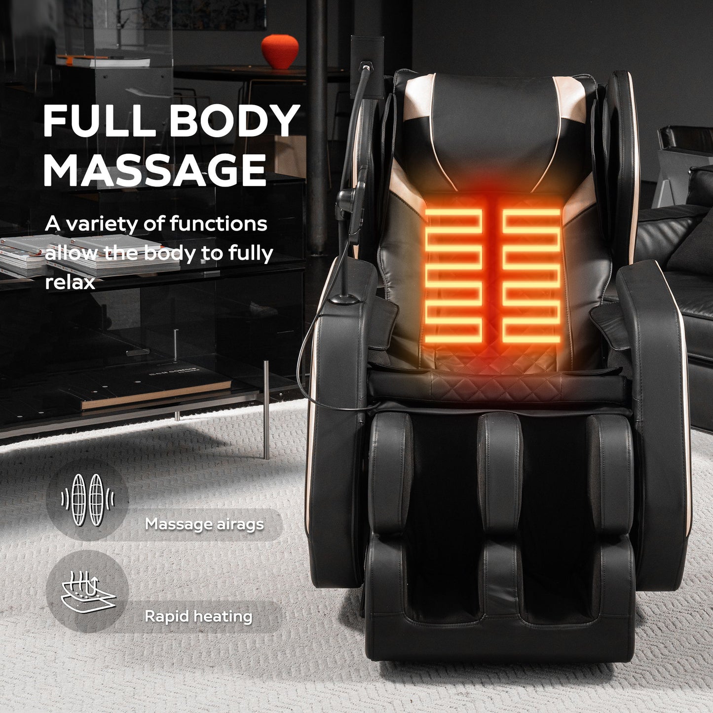Zero Gravity Massage Chair Recliner With 10 Massage Heads And Full Body Air Pressure - Black