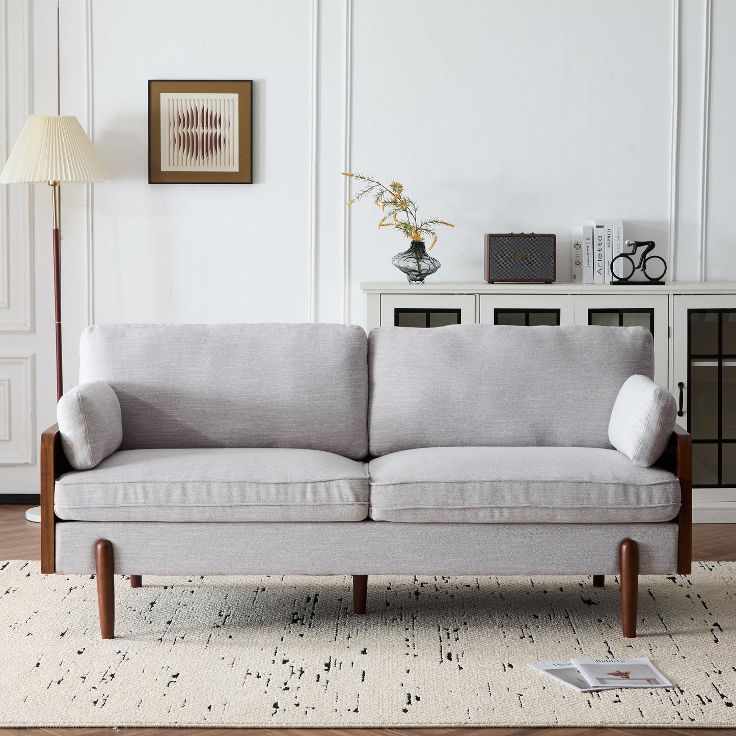 Mid Century Moderne Sofa With Wood Sides