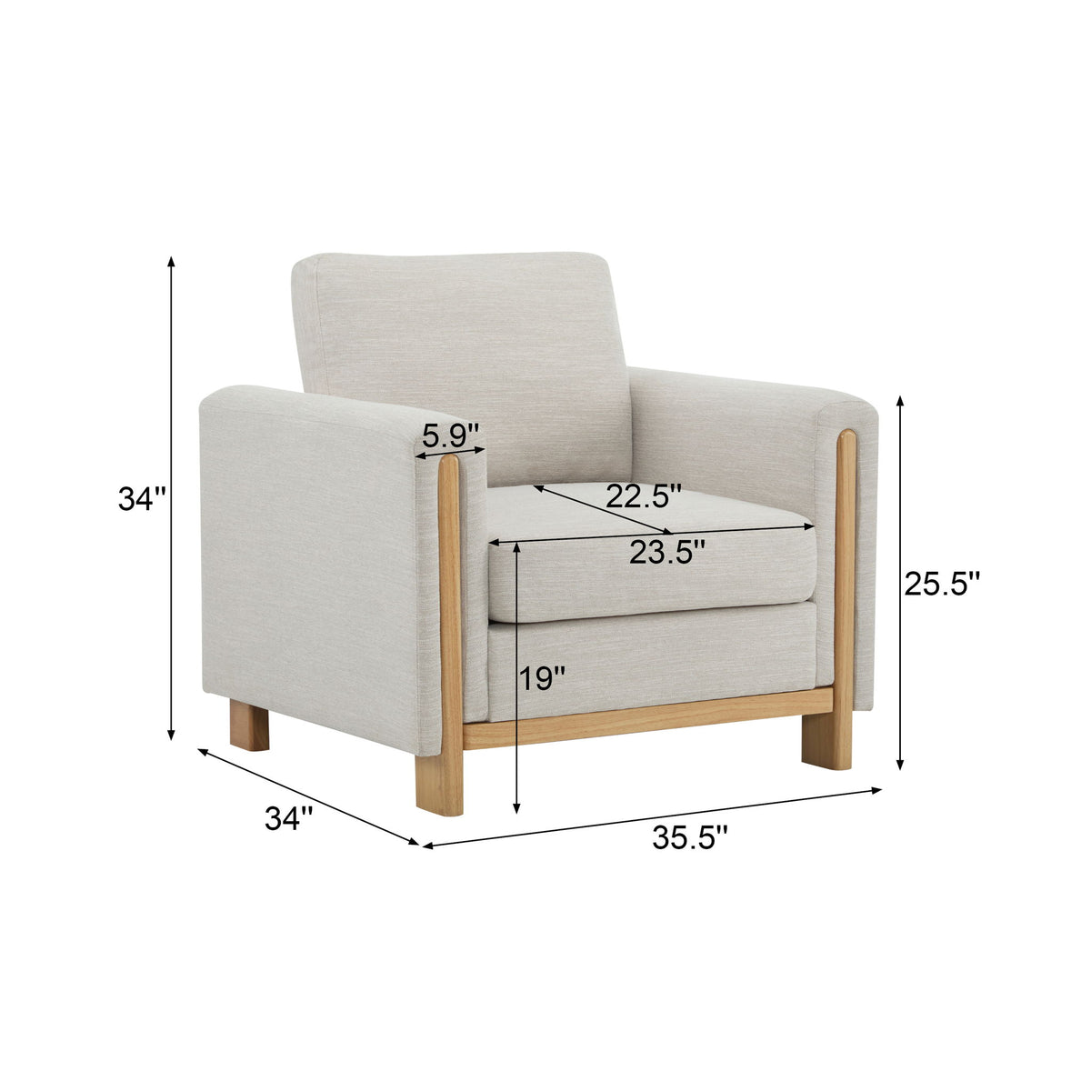 Harmonia - Classic Fabric Upholstered Armchair With Rubber Wood Frame