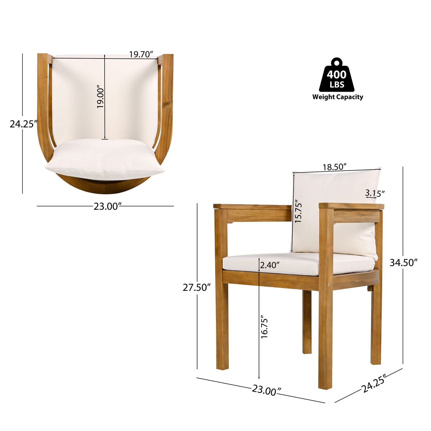 Abaco - Outdoor Acacia Wood Dining Chair (Set of 2) - Beige