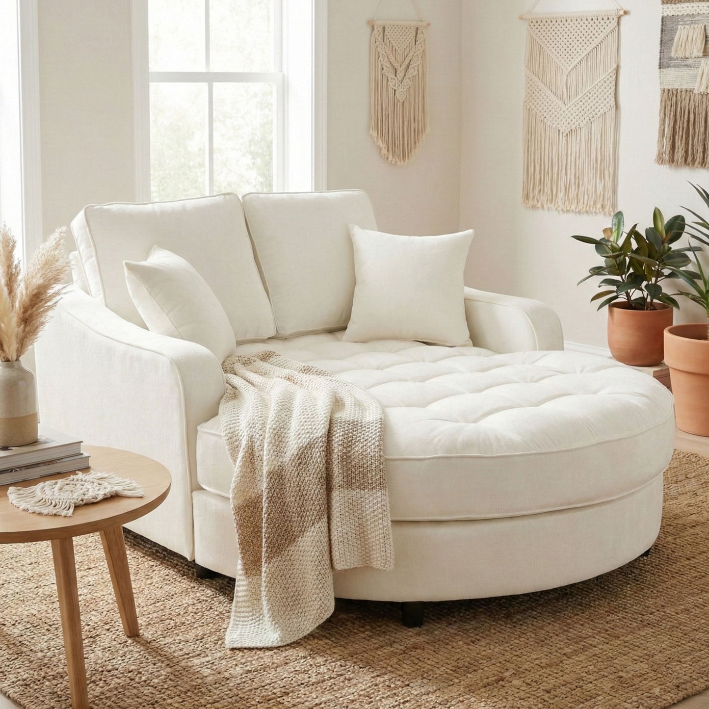 Modern Chaise Lounge Upholstered Sofa Couch With Tufted Seat And Detachable Pillows For Living Room