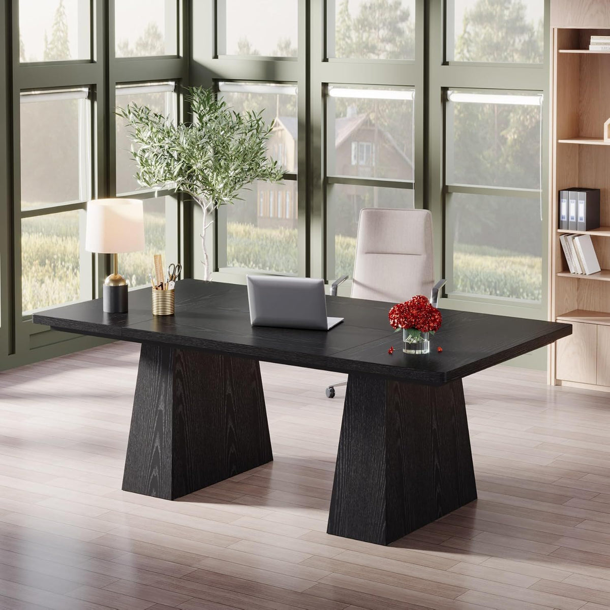 Executive Desk, Workstation With Double Pedestal For Home Office