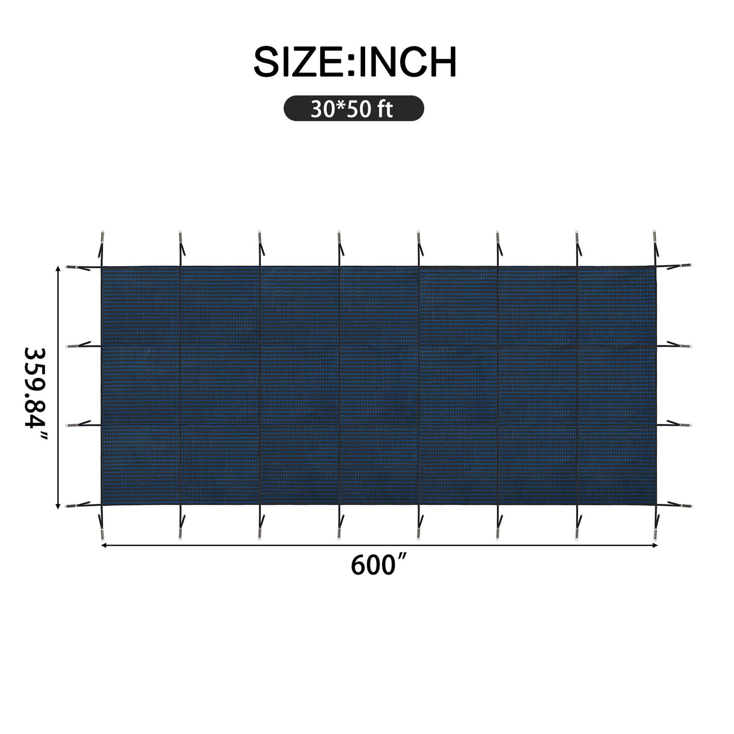 Swimming Pool Safety Cover For Rectangular Underground Pools - Blue