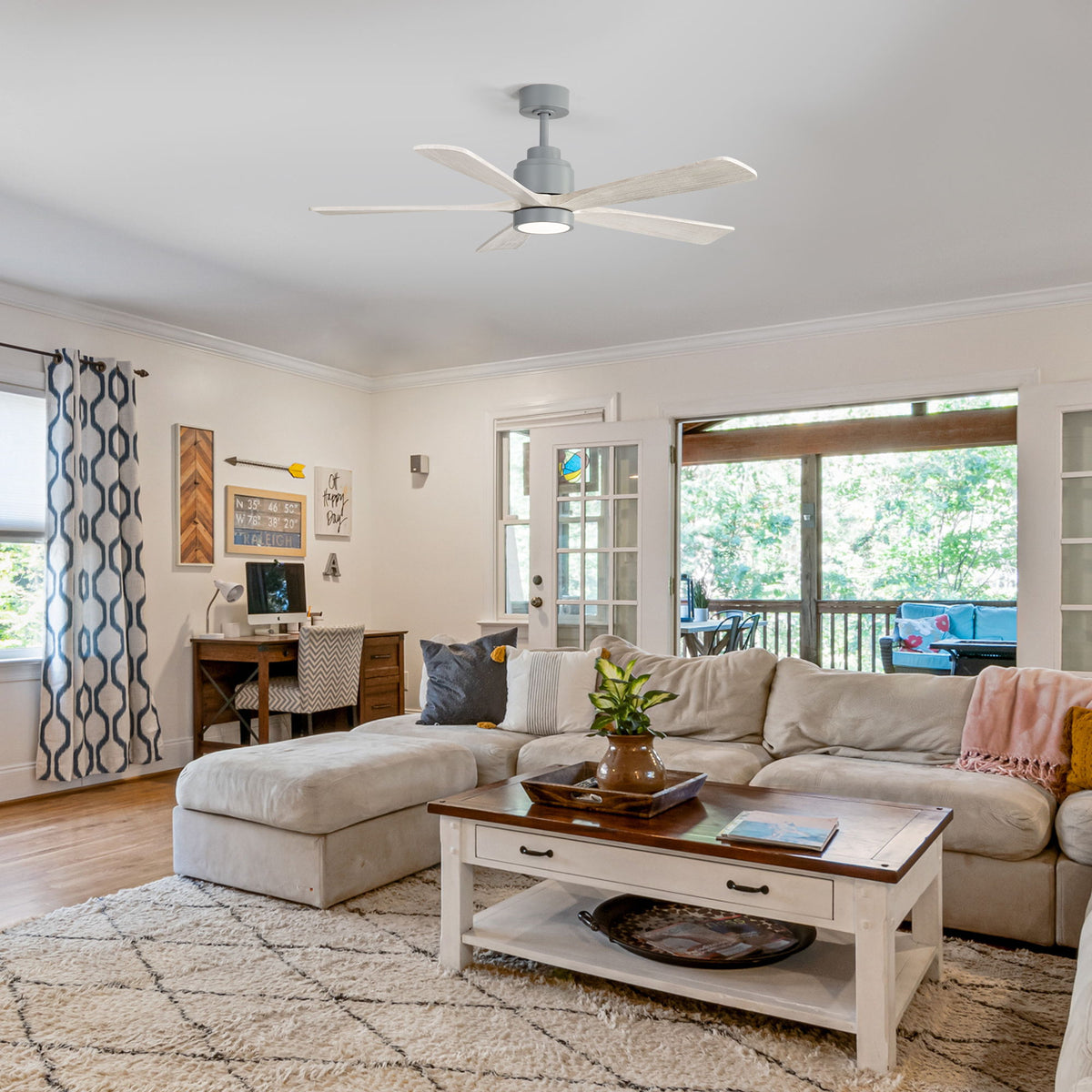52" Ceiling Fan With Dimmable LED Light And 6 Speed Remote Control - Cement Gray