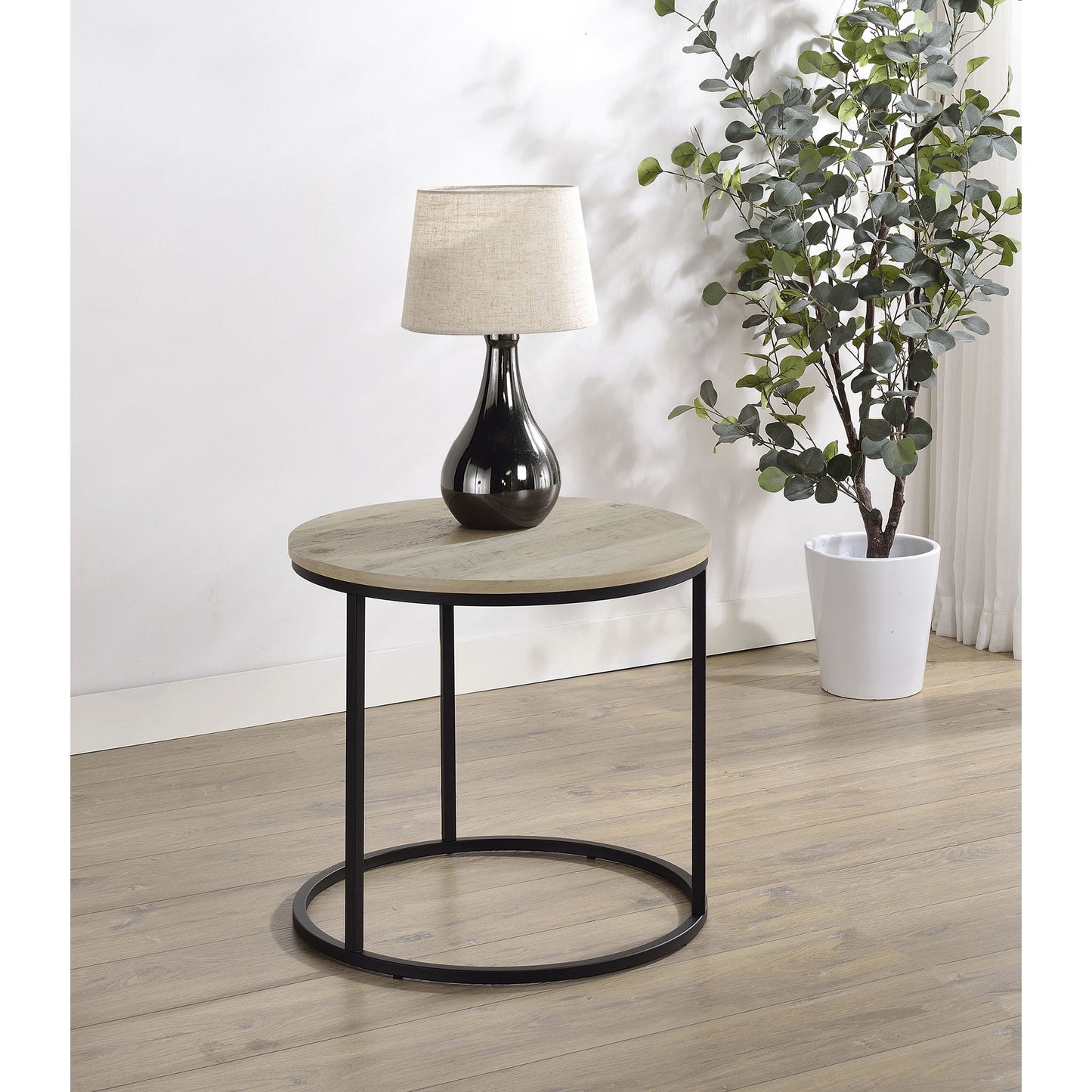 Arrize - Round Side End Table - Pine Wood