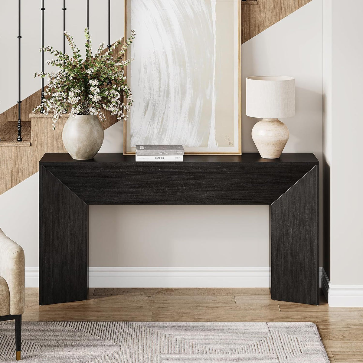 Extra Long Console Table Table Behind Couch For Hallway & Living - Black