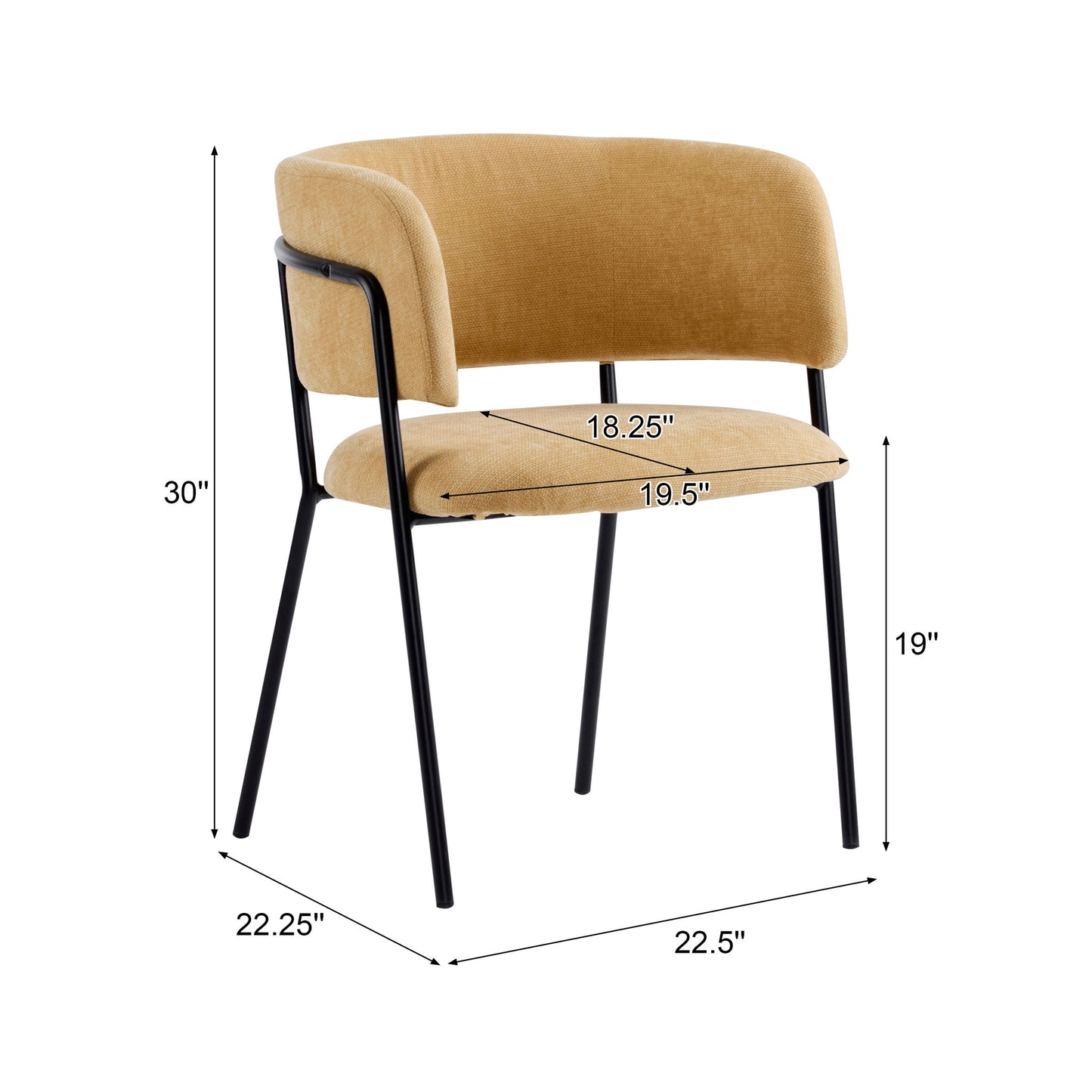 Modern Upholstered Arm Dining Chair (Set of 2) - Yellow