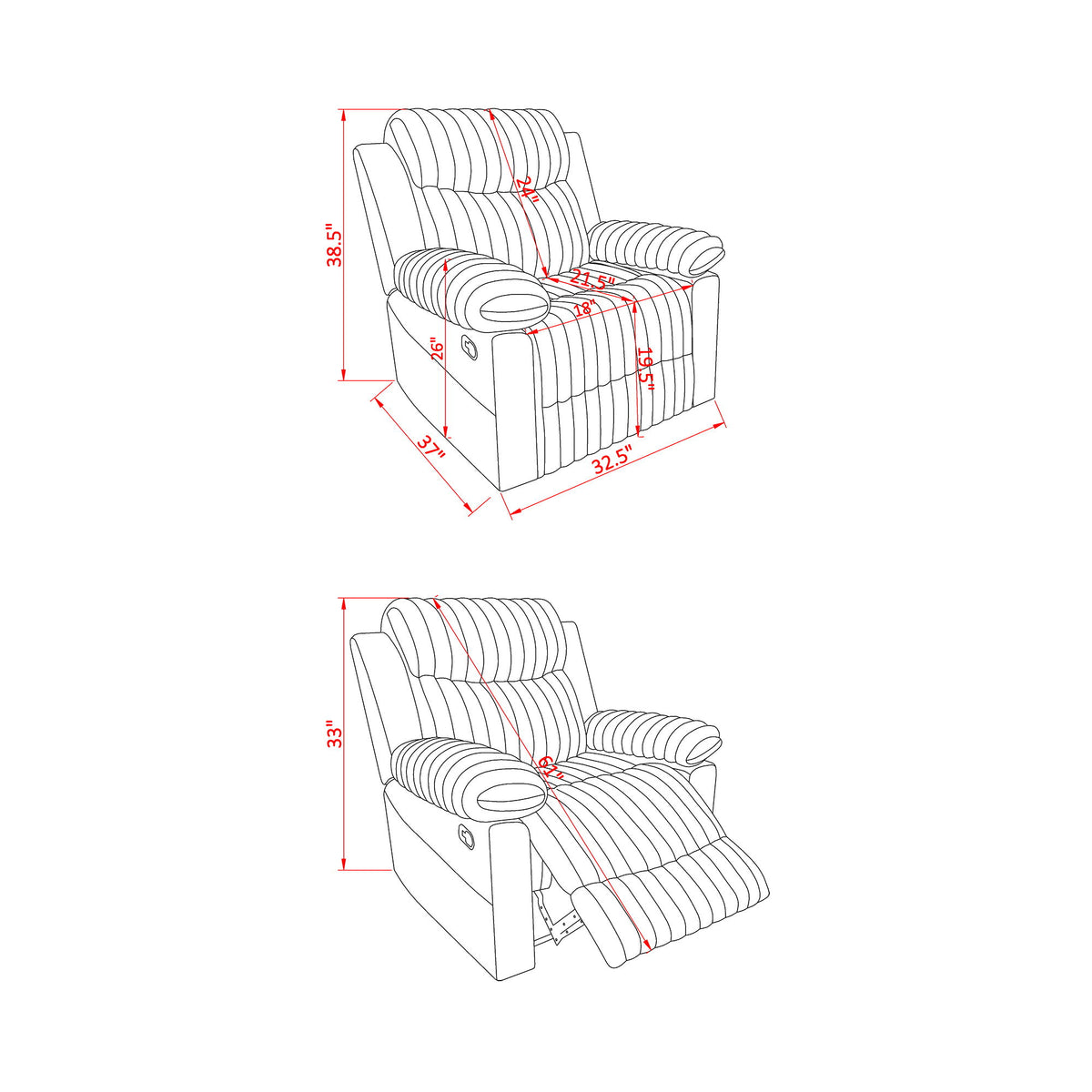 Bruni - Glider Recliner With Manual Recline And Rich Upholstery - Brown