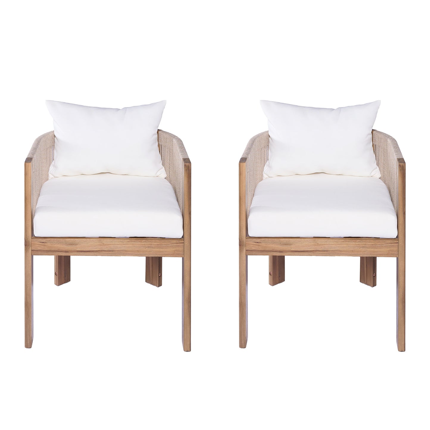 Matera - Patio Dining Chair (Set of 2) With Wraparound Back And Removable Cushion Cover - Teak / Beige