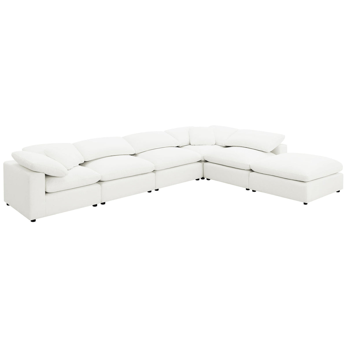 Segoura - 6 Piece Upholstered Modular Sectional With Ottoman - Ivory
