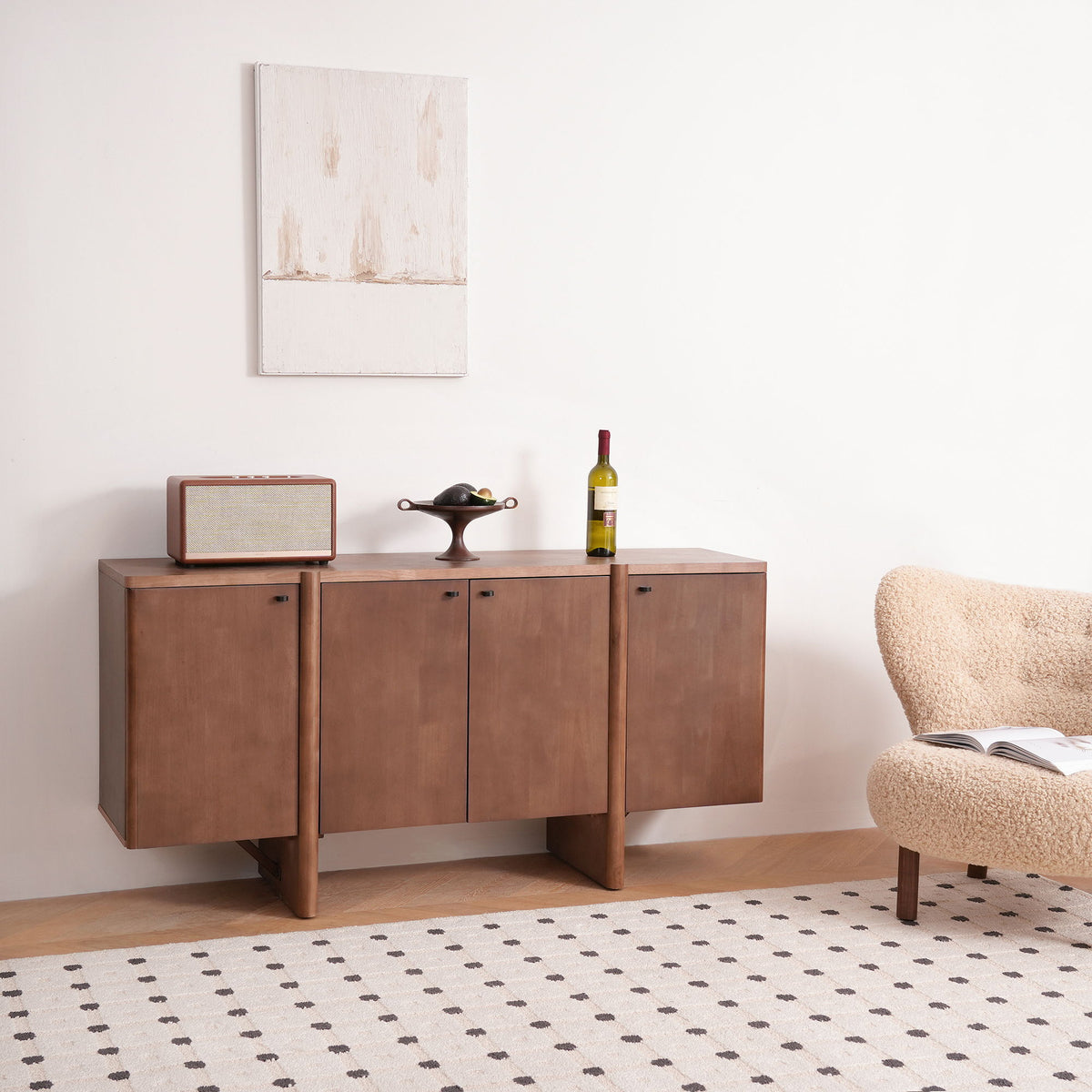 Govanny - Storage Sideboard With Adjustable Shelves & Rubberwood Legs - Espresso