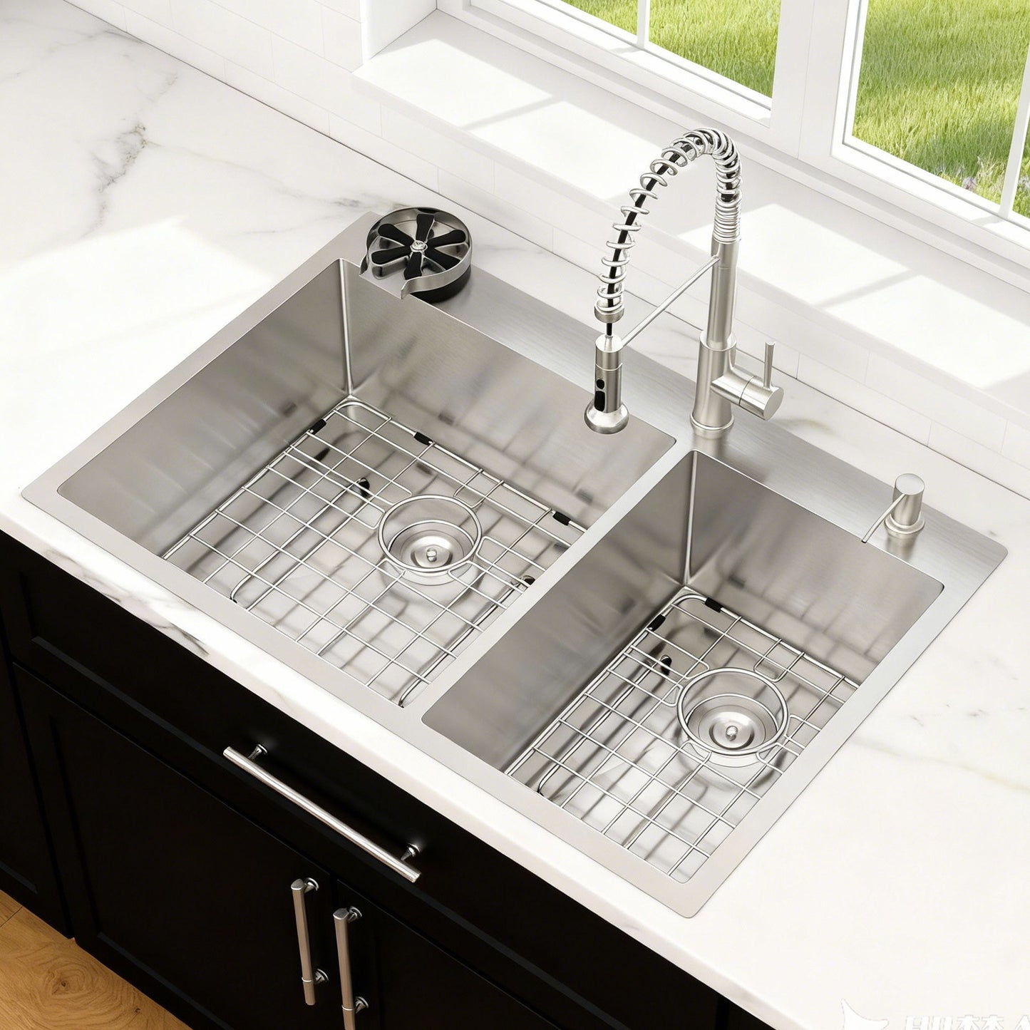 Double Bowl, Drop-In Sink With 2 Basins
